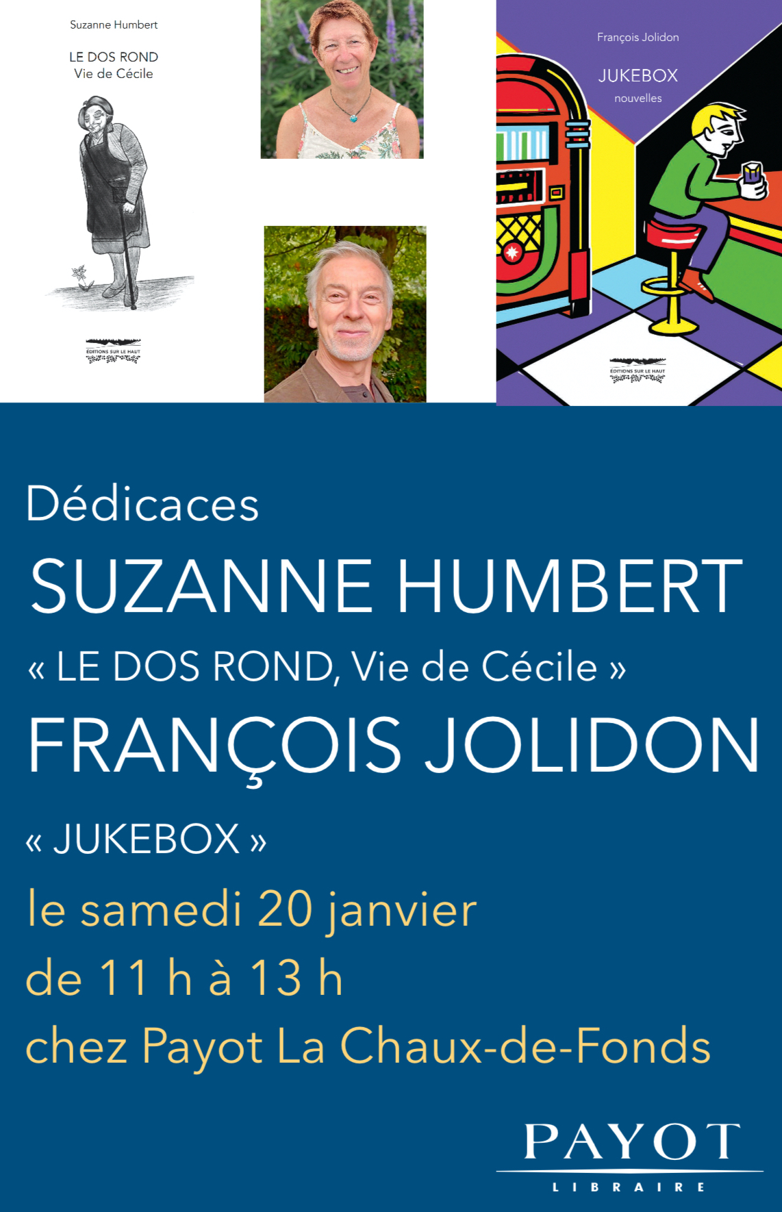 Suzanne Humbert et François Jolidon chez Payot le samedi 20&nbsp;janvier